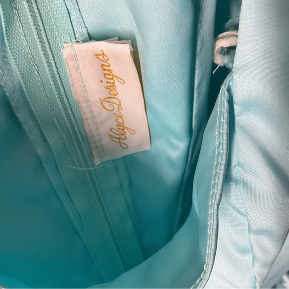 Vintage 60’s  Alyce Designs Aqua Puff Sleeve Satin Dress - Picture 6 of 6